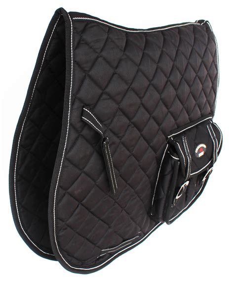 Horse Quilted English All Purpose Trail Saddle Pad Black W Pockets