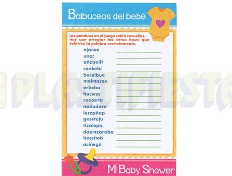 Juegos Juego Baby Shower Balbuceos Del Bebé 10 Pz