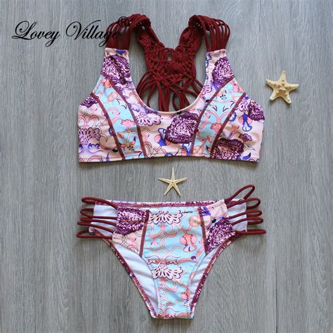 lovey village brand swimwear women swimsuit bikini set push up beachwear bathing suit biquini