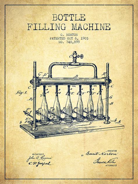 1903 Bottle Filling Machine Patent Vintage Digital Art By Aged Pixel