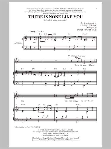 But you gotta be there for me too. There Is None Like You | Sheet Music Direct