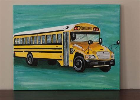 School Bus Painting Small Canvas Art Simple Canvas Paintings School Bus