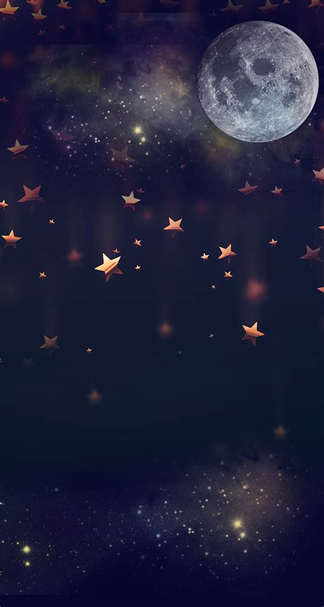 10 free quirky and cute moon and stars phone wallpapers / backgrounds. Moon & Falling Stars | Star wallpaper, Wallpaper ...