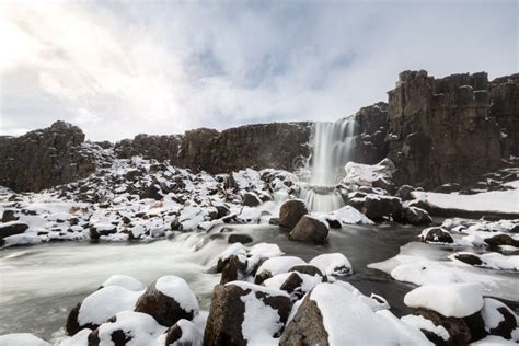 Pingvellir Waterfall Iceland Stock Image Image Of Flowing Outdoors