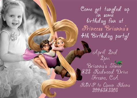 Tangleds Rapunzel With Flynn Photo Birthday Invitation 1499 Via
