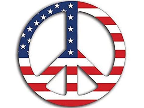 Usa Flag Peace Sign Symbol Shaped Sticker Dyed Vinyl Decal Etsy