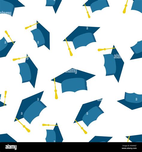 Graduation Cap Seamless Pattern Background Icon Business Flat Vector