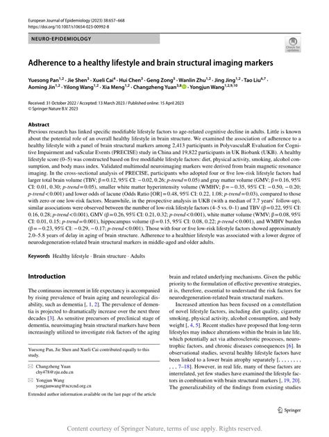 Adherence To A Healthy Lifestyle And Brain Structural Imaging Markers