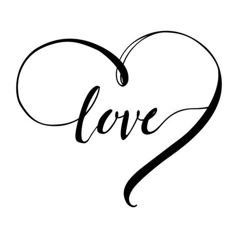 Silhouette Of The Word Love In Cursive Illustrations Royalty Free