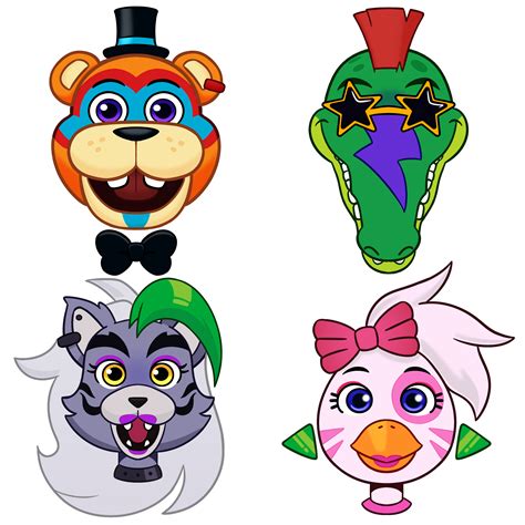 The Glamrocks Head Icons Based On The Fnaf Security Breach Gameplay