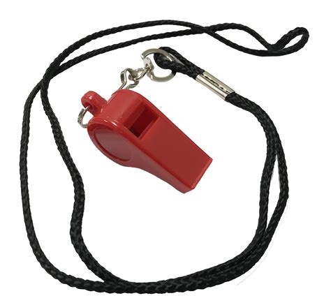 Cannon Sports Hi Impact Red Plastic Whistle With Black Lanyard
