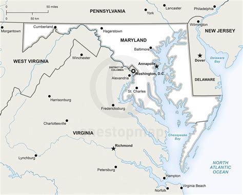 Vector Map Of Maryland Political One Stop Map