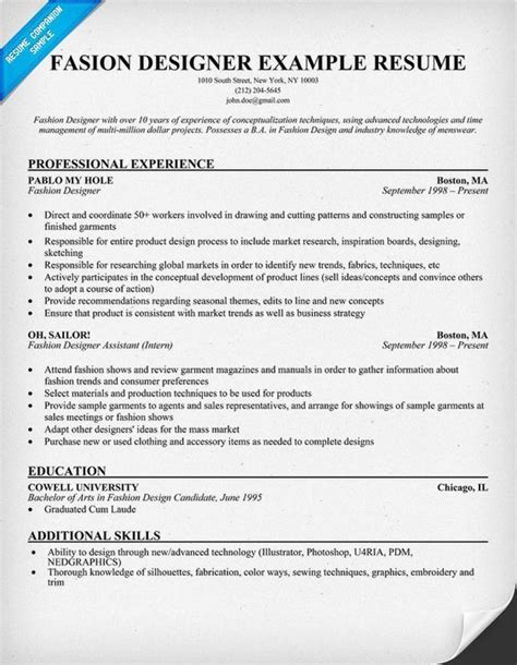 #Fashion #Designer Resume Help (resumecompanion.com): #