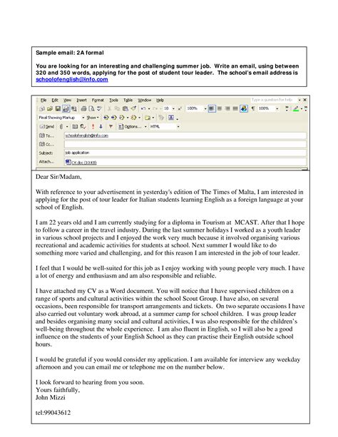 The goal of this email is to prove that you are a good fit for a role. Formal Email Application Letter | Templates at ...