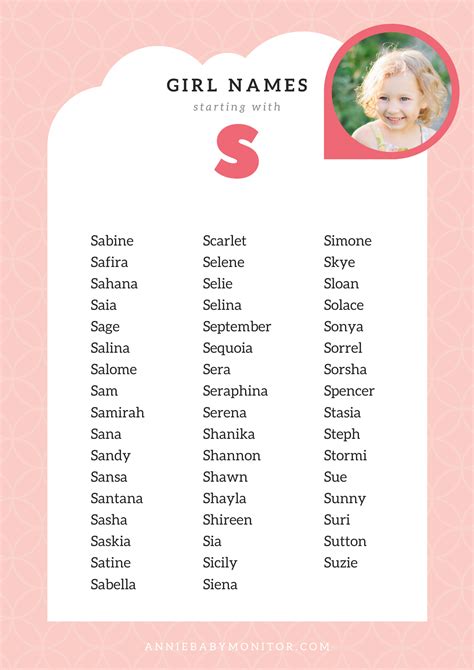50 Unique Baby Girl Names Starting With “s” Girl Names Baby Girl