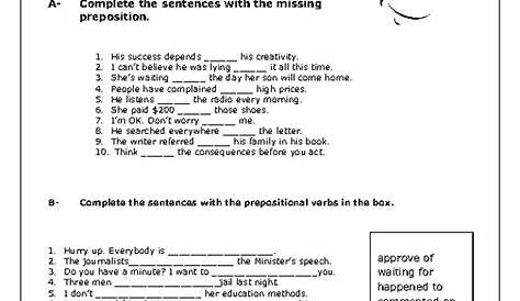 Prepositional Phrases Worksheet With Answers Pdf