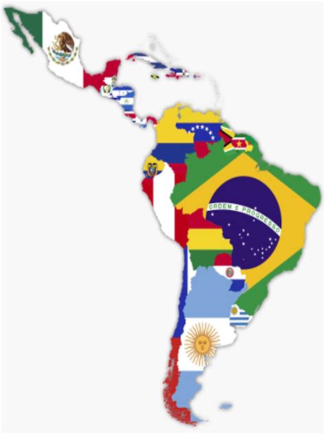 Map Flags Of Latin America Sticker By Latinlover Redbubble