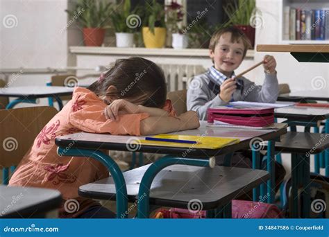 Crying Girl First Day In School Royalty Free Stock Image Image 34847586