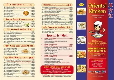 Menu At Oriental Kitchen Fast Food London 298 Firs Ln