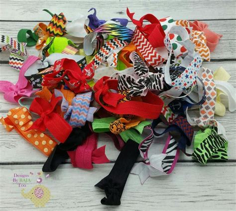 Grab Bag Of 12 24 Or 50 Solid And Pattern Fold Over Elastic Hair Ties