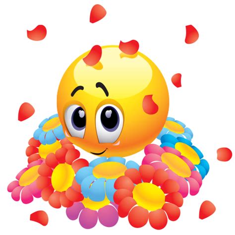 Sweet Emoticon With Flowers Happy Smiley Face Smiley Emoticon