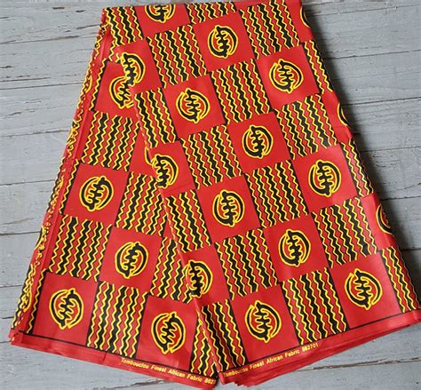 African Red Black And Gold Gye Nyame Fabric 494