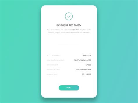 Daily Ui Challenge 1 Payment Confirmation Screen By Xiaowei Zhang On