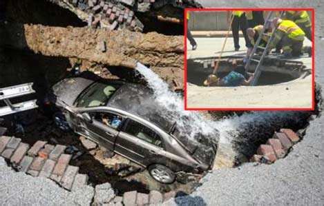 Ohio Woman Rescued After Car Falls Into Massive Sinkhole News Times