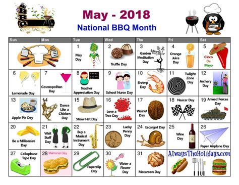 May National Day Calendar Free Printable Always The National Catch In