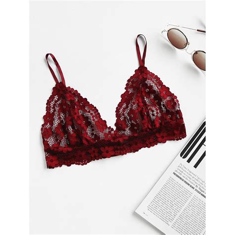Shein Hollow Out Triangle Floral Lace Bralette Lace Bralette Floral Lace Bralette Lace Bra
