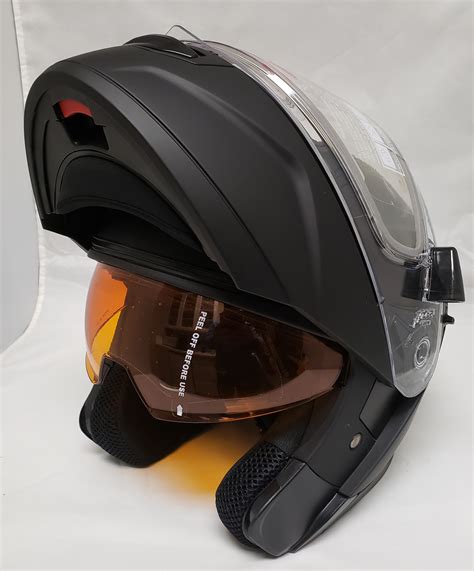 Modular Snowmobile Helmet by Reevu Rear Vision Black Matt