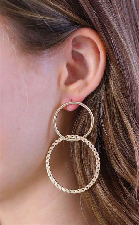 Adorable These Hoop Earrings Feature A Linked Hoop Design Post Back