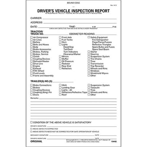 It provide safety from white ants, termites. Detailed Driver's Vehicle Inspection Report, 3-Ply ...