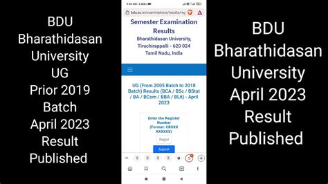 Bdu Bharathidasan University April Prior Batch Ug Result