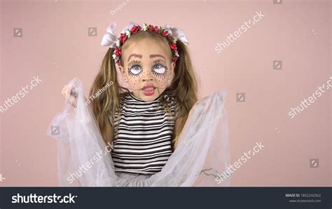 Little Girl Makeup On Her Face Stock Photo Edit Now 1852242562