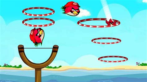 Angry Birds Sling Shot Fun 2 Red Birds Rushing Straight Through Rings