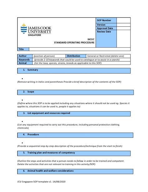 Accounting Standard Operating Procedure Template