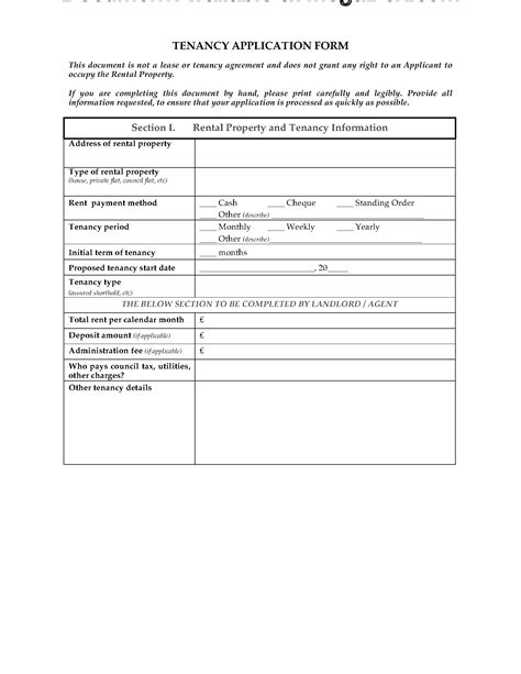 Uk Tenancy Application Form Legal Forms And Business Templates