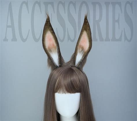Black Gray Bunny Ears Headband Cosplay Brown Rabbit Ears Etsy