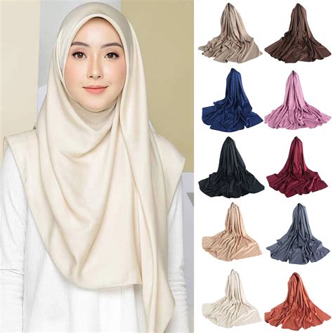 Dress Choice Women S Muslin Hijab Jersey Head Scarf Solid Color Long Scarf Wrap Scarves For