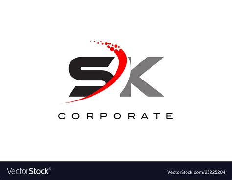 Sk Modern Letter Logo Design With Swoosh Vector Image