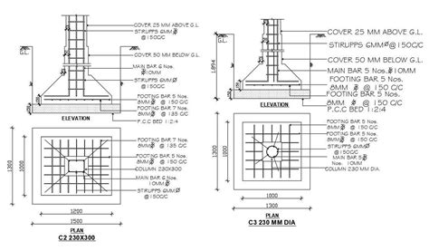 Drawing Of Foundation Structure With Detail Dimension In Dwg File Cadbull