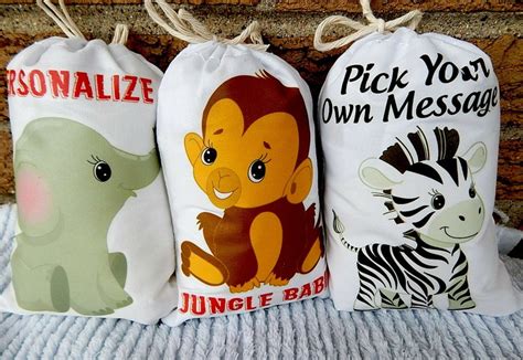 6 Jungle Babies Animal Favor Bags Baby Shower Or Birthday Etsy
