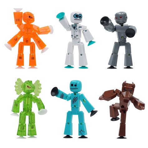 Zing Stikbot Set Of Clear Collectable Action Figures And Mobile Phone