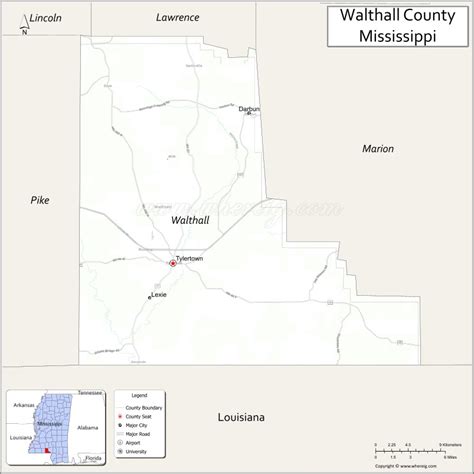 Map Of Walthall County Mississippi Showing Cities Highways