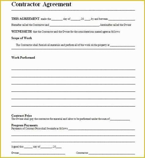 Free General Contractor Agreement Template Of General Contract Free