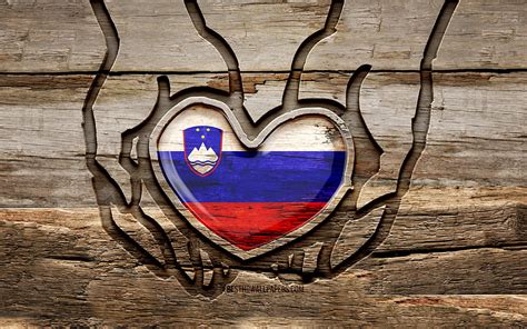 I Love Slovenia Wooden Carving Hands Day Of Slovenia Flag Of