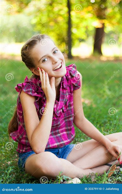 Cute Teenage Girl In The Green Garden Stock Photo Image Of Innocence
