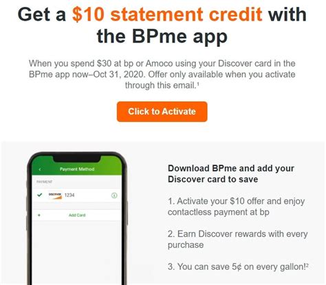 Maximize gas savings with your bp credit card by combining credit rewards and bpme rewards. Discover: Spend $30 In BPme App & Get $10 Statement Credit (Targeted)