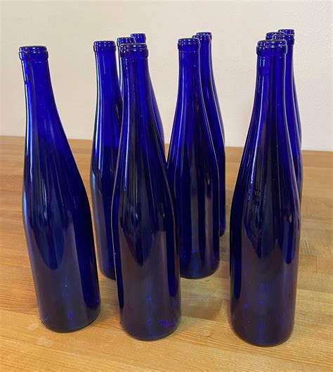 Decor Cobalt Blue Wine Bottles Approx 12 14 And 12 12 Tall Lot Of 2